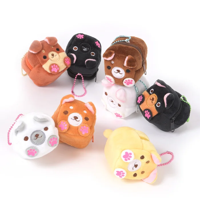 Square Japanese Dogs Plush Coin Pouches 3 Square Japanese Dogs Plush Coin Pouches